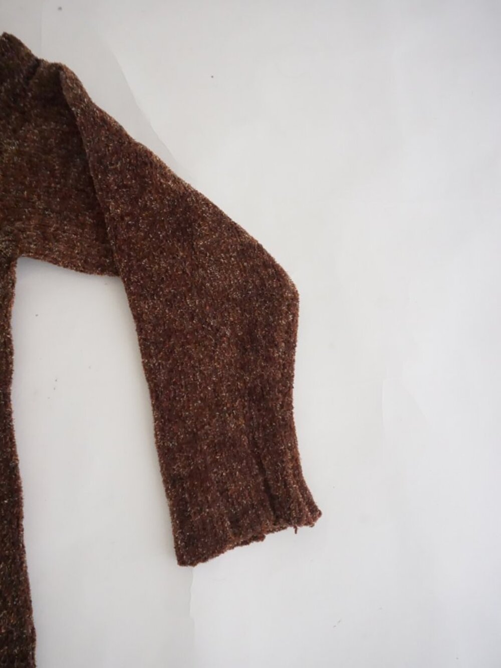 Vintage T & Company Brown Floral Embroidered Chenille Zip Boho Cardigan S - Picture 4 of 10